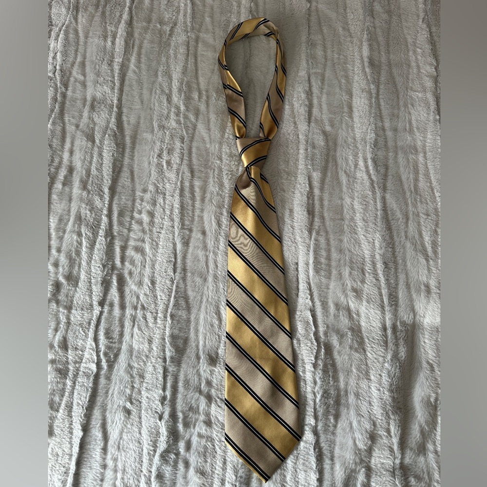 Calvin Klein Gold Tie with Black Stripes